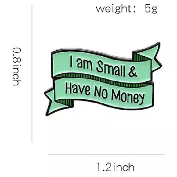 8/$40 I Am Small & Have No Money Enamel Pin - Picture 4 of 6